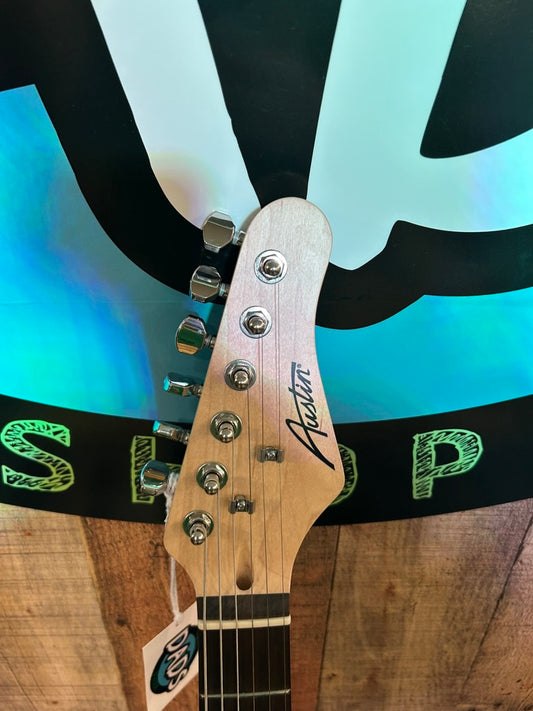 Austin Classic Double Cutaway Strat, Cream with Pink Pickgaurd