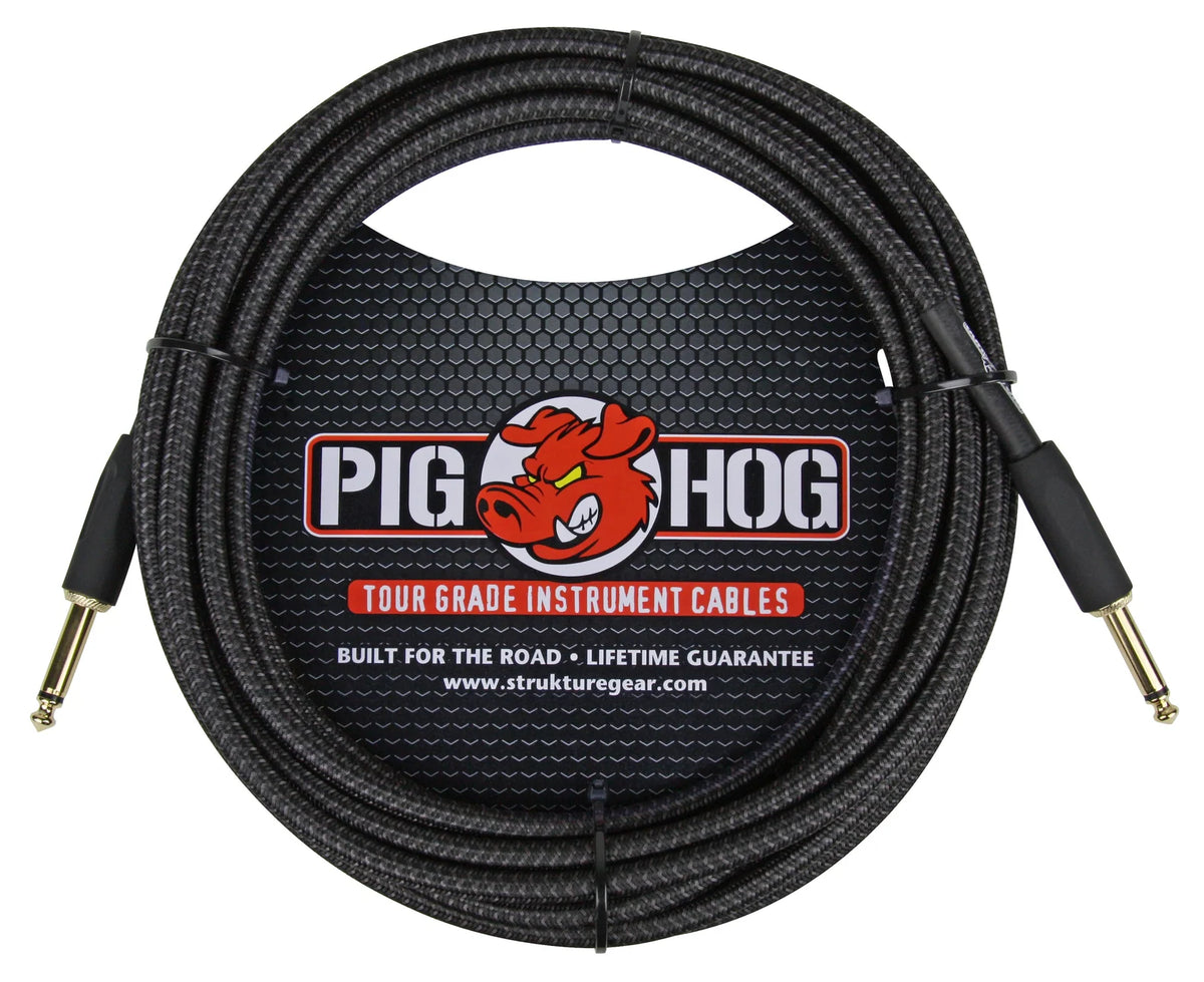 PIG HOG Black Woven Instrument Cable, 20ft