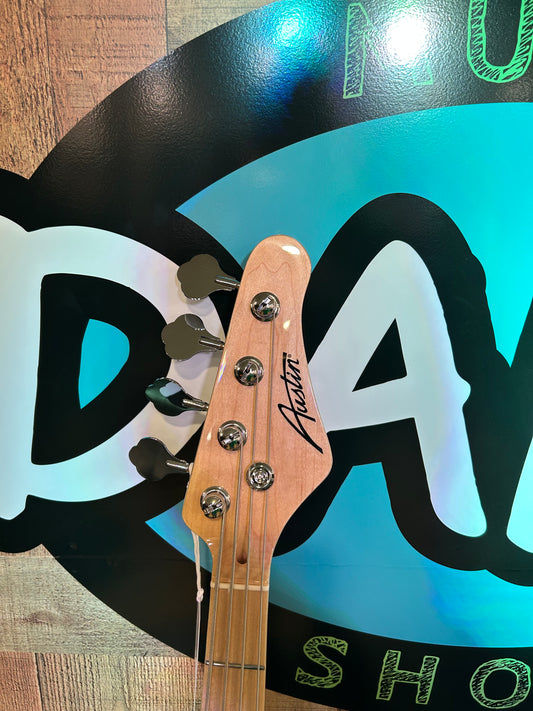 Austin Classic Double Cutaway Bass, Black