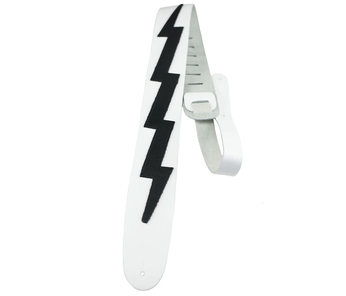 White / Black Famous Guitar Strap with Lightning Bolt