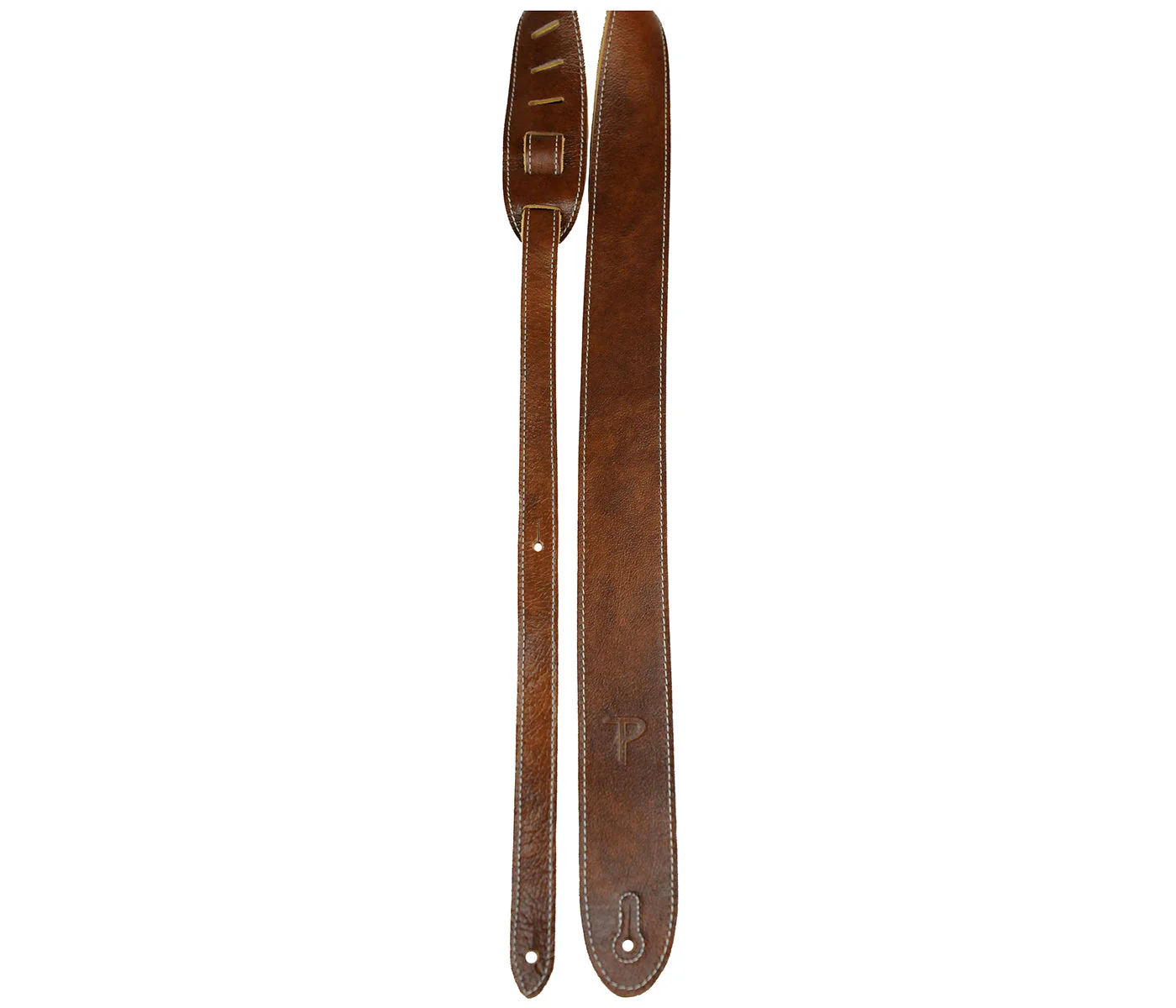 2" Soft Italian Leather Chestnut Guitar Strap