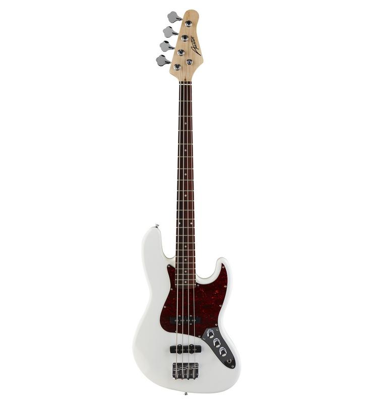 Austin Classic Double Cutaway Bass, White