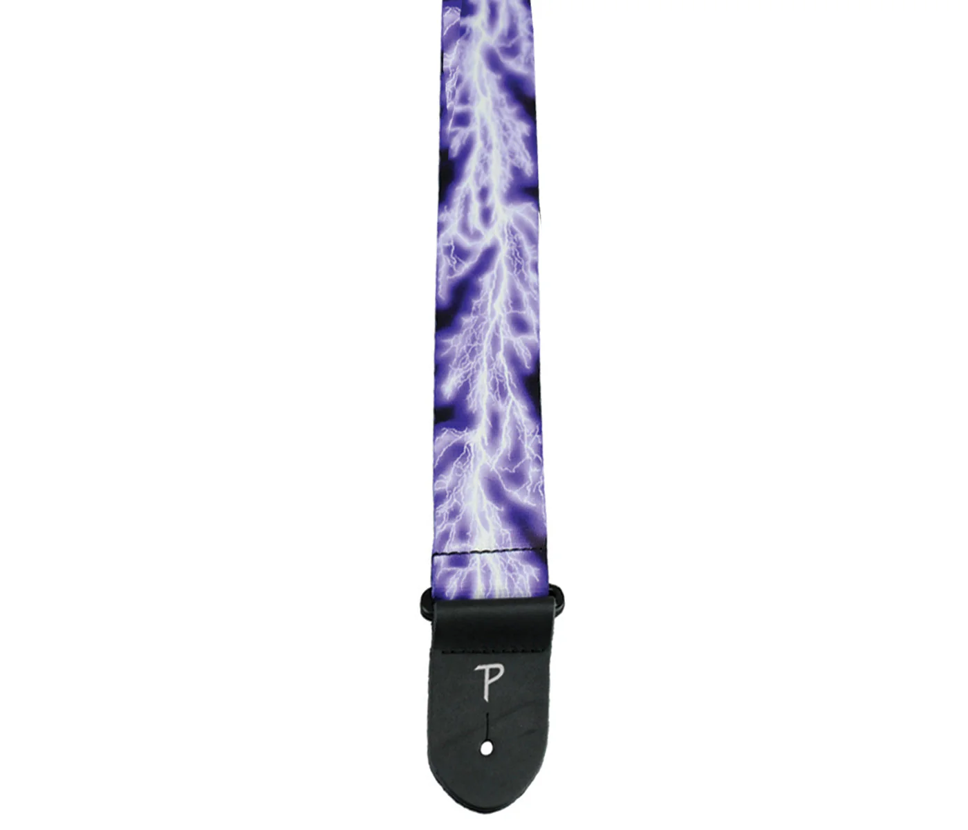 Purple Lightning Bolt Design on Polyester Guitar Strap