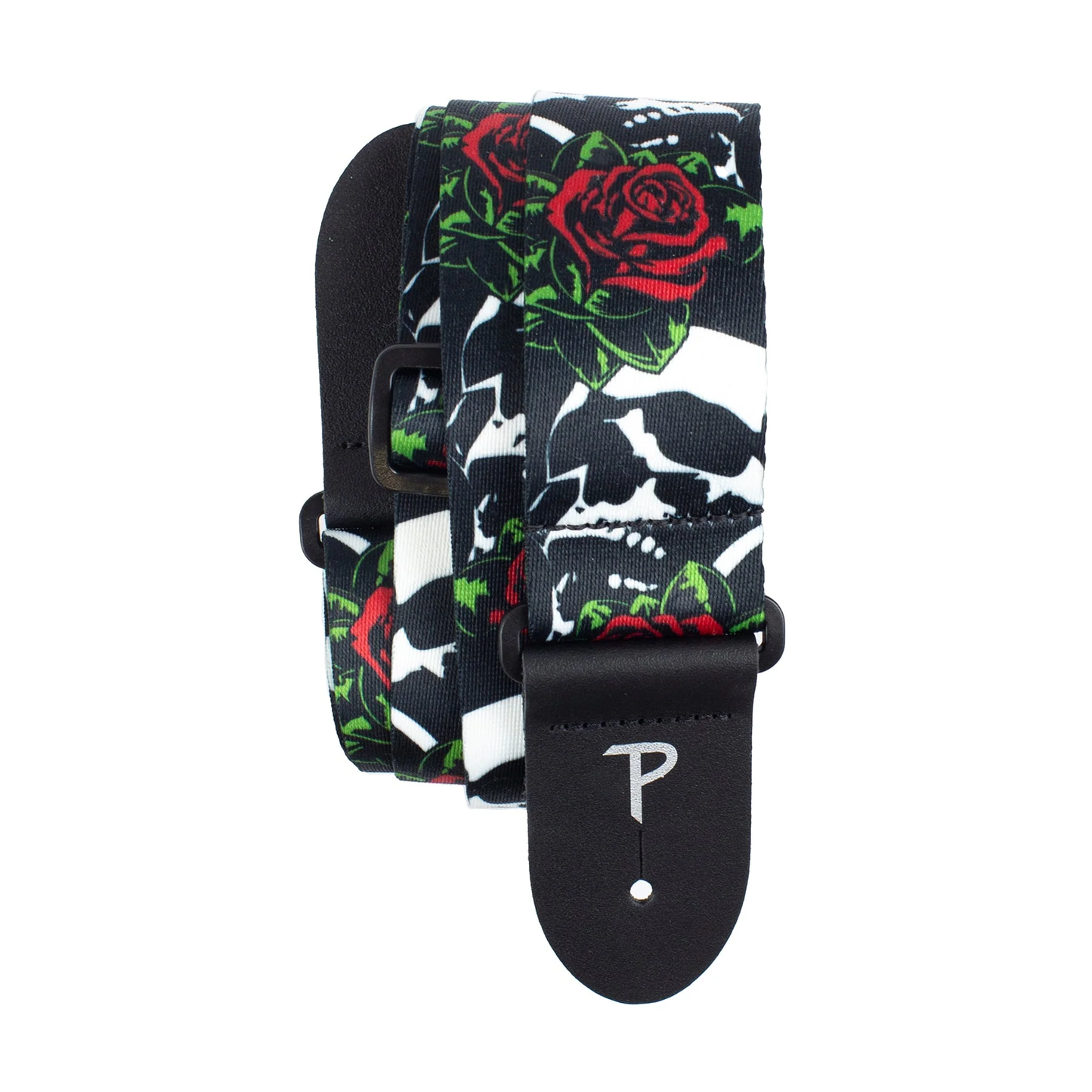 SKULLS & ROSES POLYESTER GUITAR STRAP