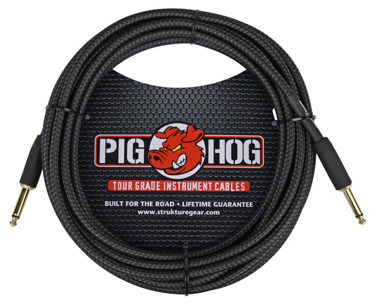 PIG HOG Black Woven Instrument Cable, 20ft