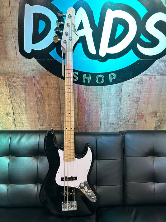 Austin Classic Double Cutaway Bass, Black