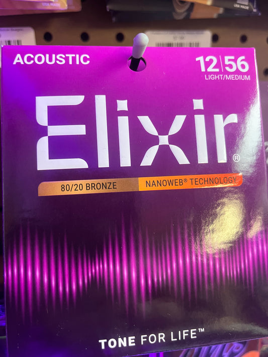 Elixir Nano Web Acoustic Strings 80 20 Light/Med 1256