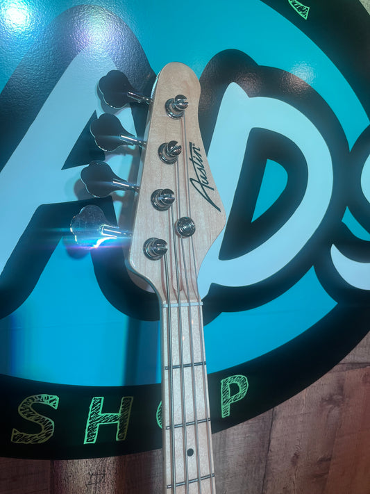Austin Classic Double Cutaway Bass, Black