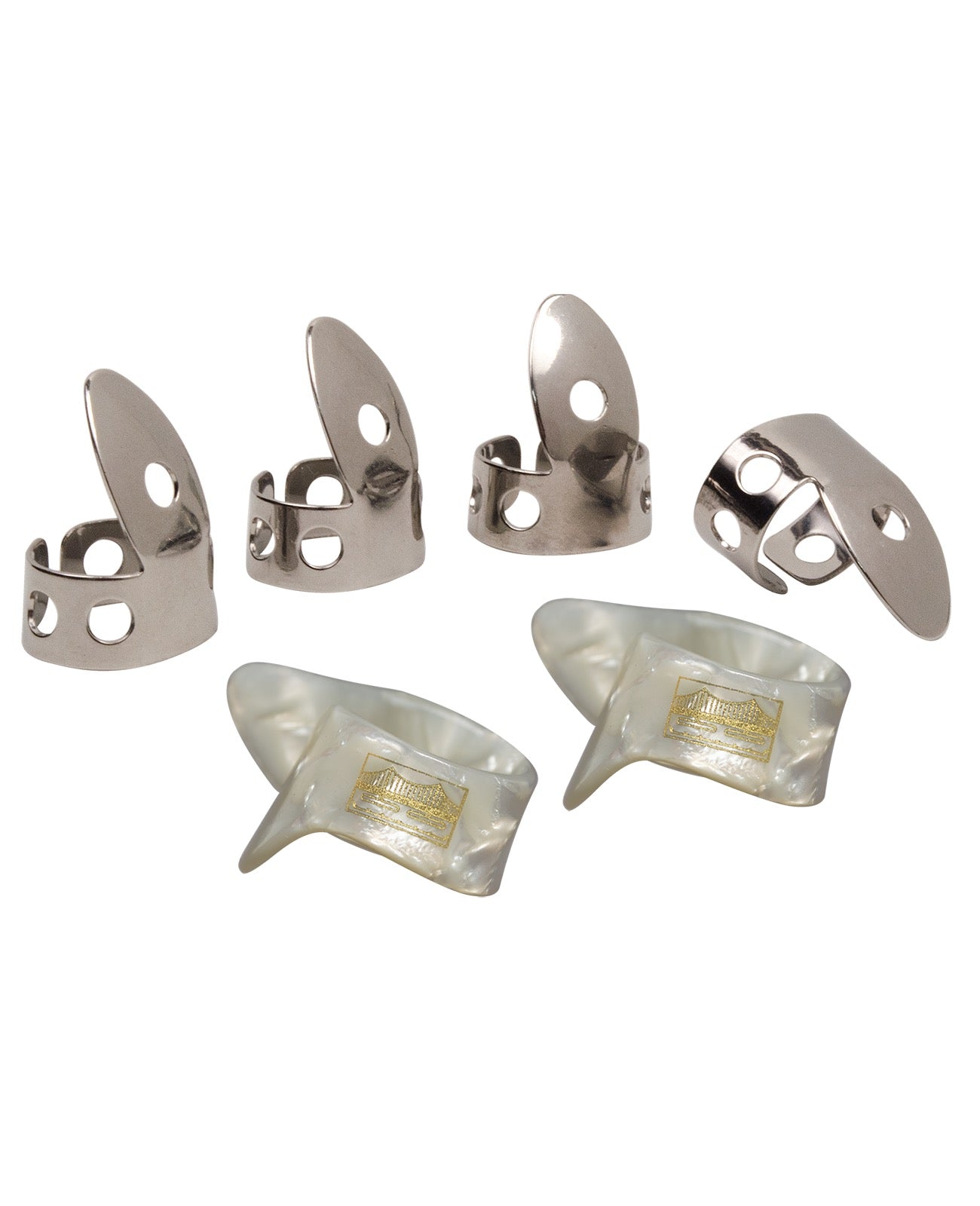 Golden Gate GP1-GP5 Thumb & Finger Pick Pack – Stainless Steel/Pearloid – Medium