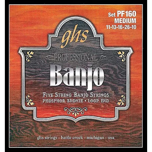 GHS PF160 Phosphor Bronze 5-String Banjo Strings Medium