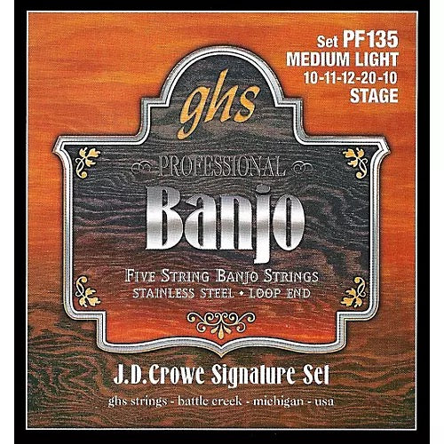 GHS J.D. Crowe Signature PF135 5-String Banjo Medium Light Strings