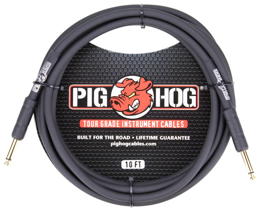 Pig Hog 10ft 1/4" Cable, STRAIGHT - STRAIGHT