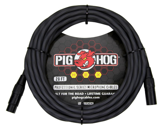 PIG HOG HEX SERIES Mic Cable, Gray, 20FT