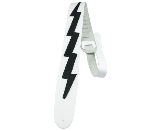 White / Black Famous Guitar Strap with Lightning Bolt