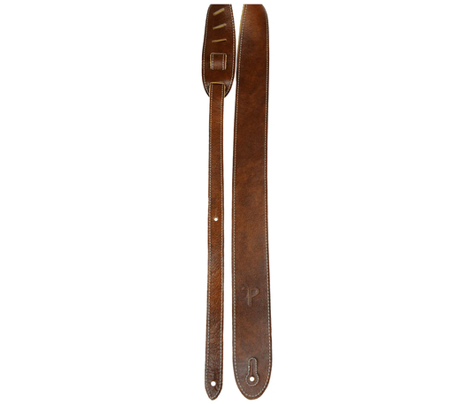 2" Soft Italian Leather Chestnut Guitar Strap