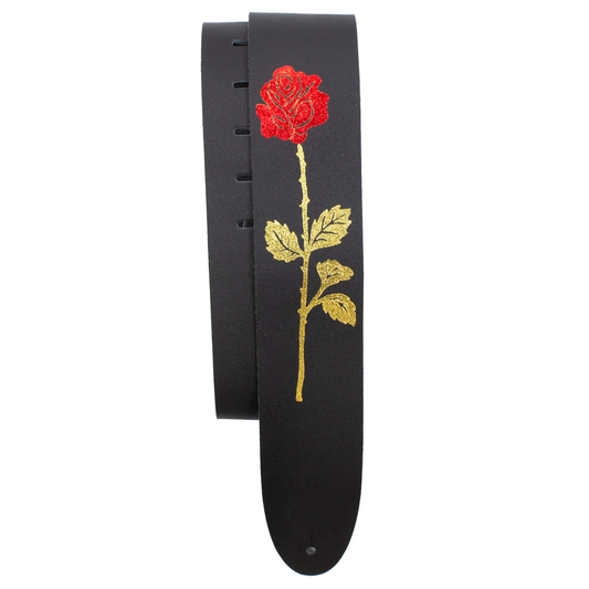 Metallic Embossed Leather Guitar Strap