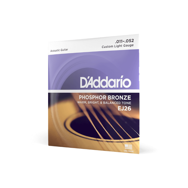 D'Addario EJ26 Phos Bronze Custom Light Guitar Strings 11-52
