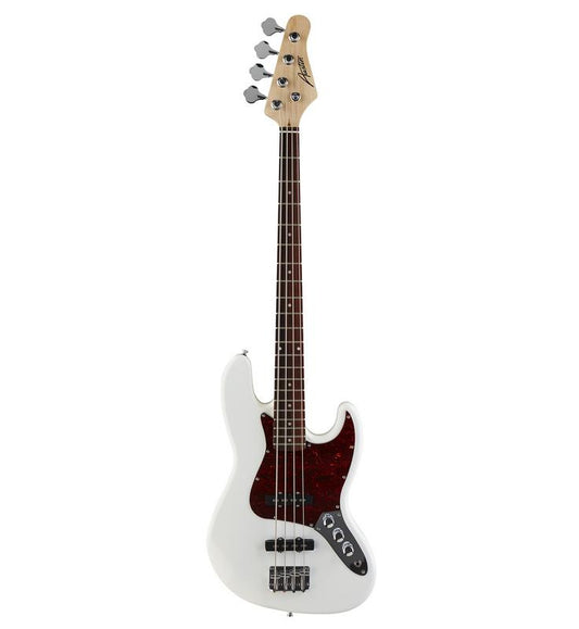 Austin Classic Double Cutaway Bass, White