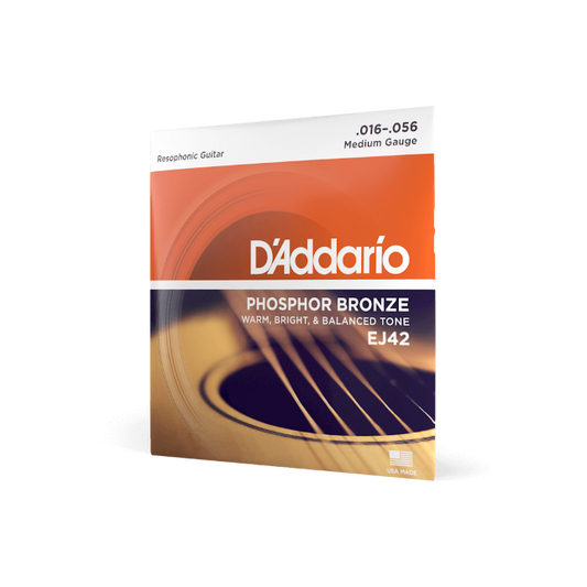 D'Addario EJ42 16-56 Medium Resophonic, Phosphor Bronze Resophonic Guitar Strings