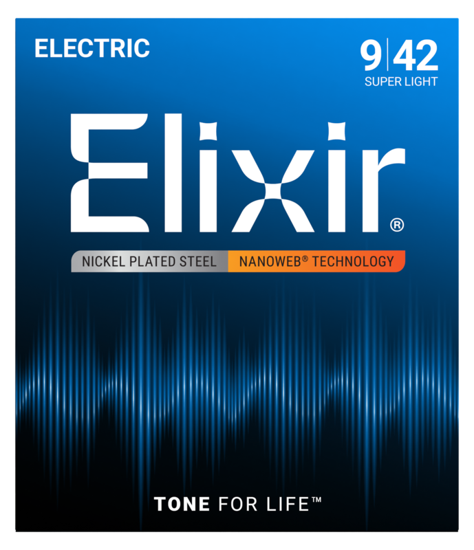Elixir Electric Guitar Strings, NANOWEB, Super Light (.009-.042)