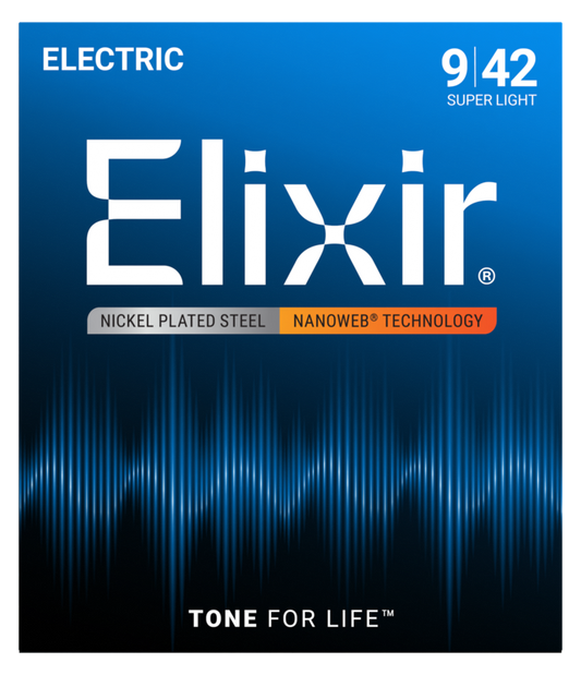Elixir Electric Guitar Strings, NANOWEB, Super Light (.009-.042)