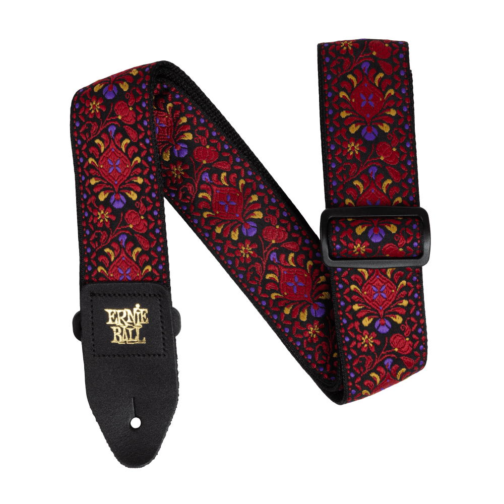 CLASSIC JACQUARD GUITAR STRAP/BASS STRAP - CRIMSON ROYAL BLOOM