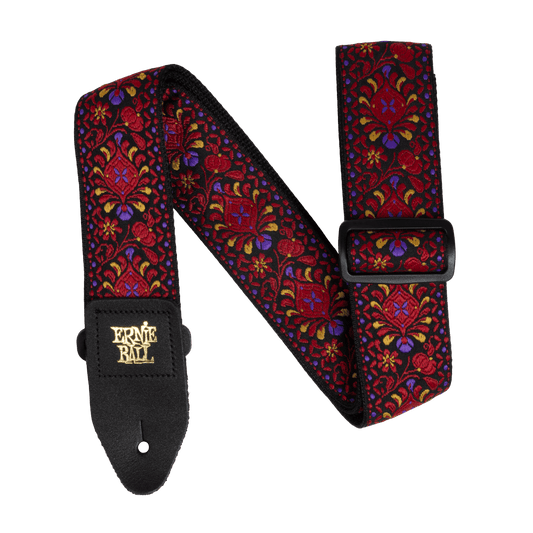 CLASSIC JACQUARD GUITAR STRAP/BASS STRAP - CRIMSON ROYAL BLOOM