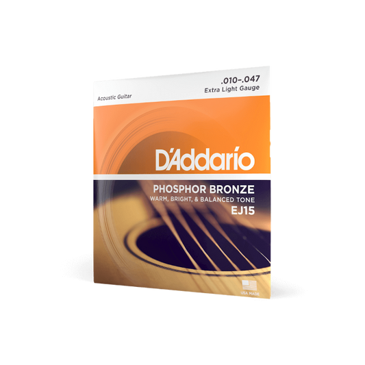D'Addario EJ15 10-47 Extra Light, Phosphor Bronze Acoustic Guitar Strings