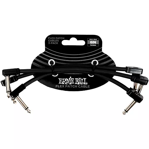 Ernie Ball Flex Patch Cable 3-Pack - 6 in. Black