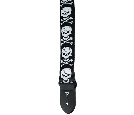 Skull and Cross Bones Design on Polyester Guitar Strap