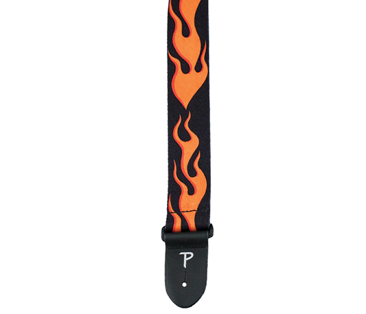 Orange Flames Design on Polyester Guitar Strap