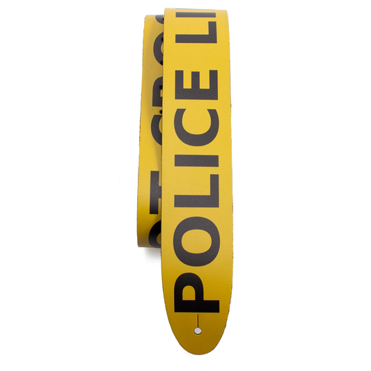 POLICE LINE DESIGN PRINTED LEATHER GUITAR STRAP