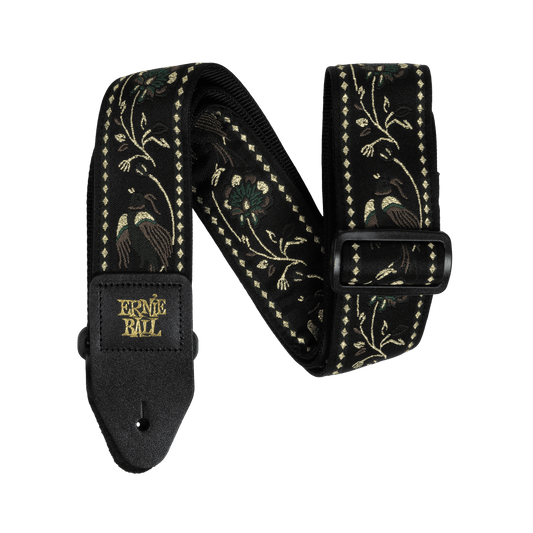 CLASSIC JACQUARD GUITAR STRAP/BASS STRAP - BLACK PLEASANT PHEASANT