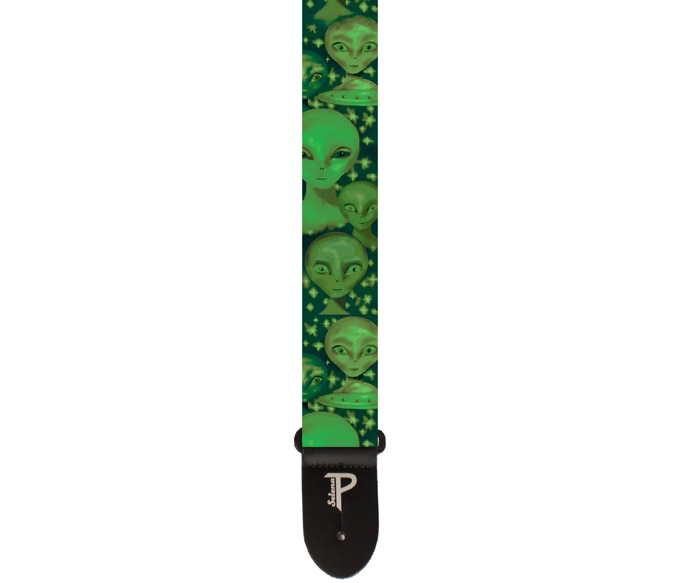 2" Polyester Green Aliens Guitar Strap